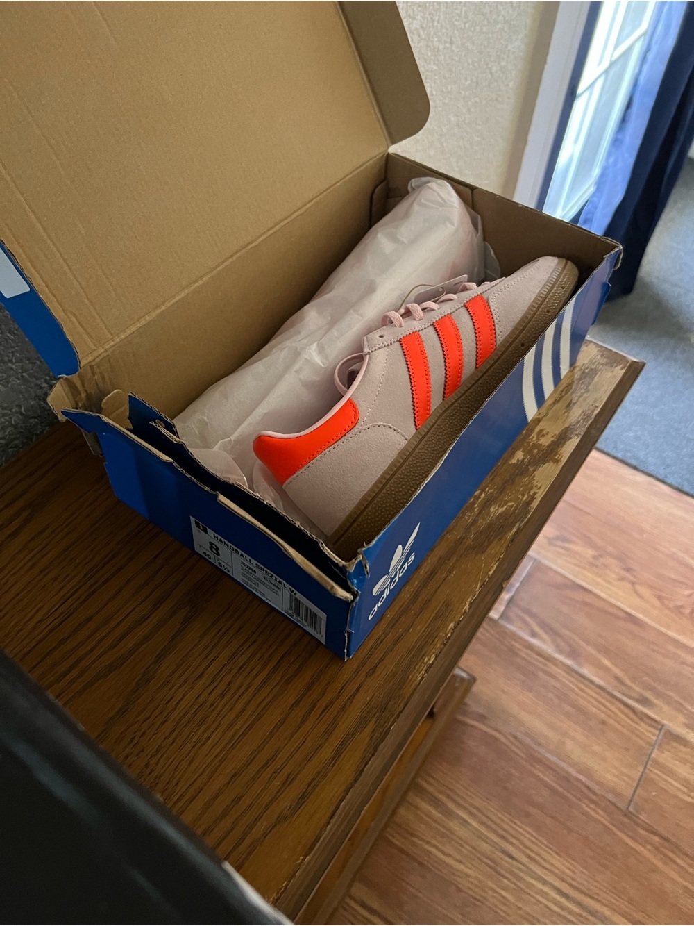 Adidad  Spezial  Pink Low-Top Sneakers with Neon Orange Stripes